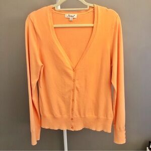 Vintage Jessica Sport Pastel Orange Relaxed Fit Button Down V Neck Cardigan.